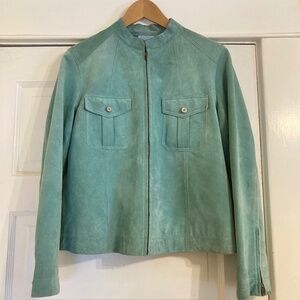 Sigrid Olsen So Blue Women's Blue Suede Lightweight Zip Up Jacket Size M